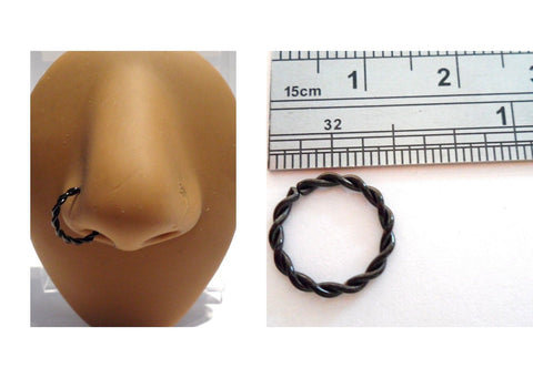 Black Titanium Double Twist Nose Hoop Seamless Jewelry 14 gauge 10 mm Diameter - I Love My Piercings!