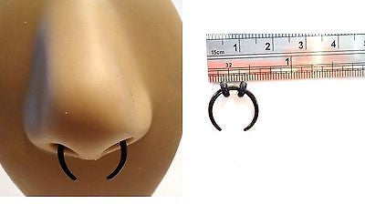 Black Titanium Plated Half Hoop Tapered Pincher Septum Nose Ring 14g 14 gauge - I Love My Piercings!