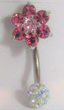 Pink Flower Iridescent Crystal Ball VCH Clitoral Clit Hood Ring 14 gauge 14g - I Love My Piercings!