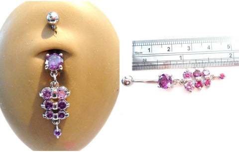 Surgical Steel Purple Grape Cluster Belly Curved Barbell Ring Jewelry 14g - I Love My Piercings!