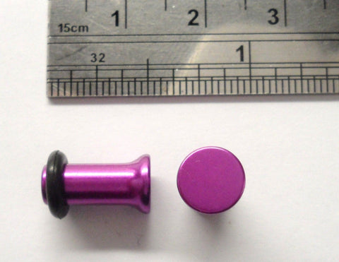 Pair Acrylic Purple Single Flare Black O rings Plugs Lobe Jewelry 4 gauge 4g - I Love My Piercings!