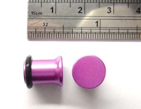 Pair Acrylic Purple Single Flare Black O rings Plugs Lobe Jewelry 0 gauge 0g - I Love My Piercings!