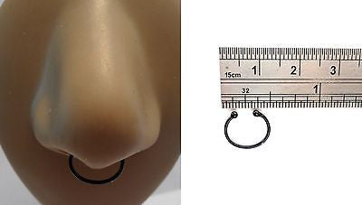 Black Titanium Fake Faux Septum Ring Hoop Looks 20 gauge 9mm Diameter - I Love My Piercings!