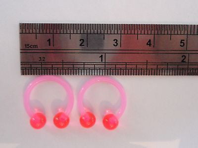 Bioplast Metal Sensitive Plastic Horseshoes Hoops Balls 14 gauge 14g Pink - I Love My Piercings!