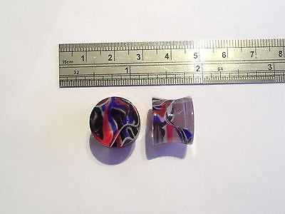 Pair COLORFUL Double Flare Ear Lobe Plugs 9/16 inch " - I Love My Piercings!
