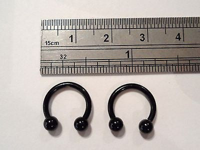 Pair BLACK TITANIUM Circulars Horseshoes 14 gauge 14g - I Love My Piercings!
