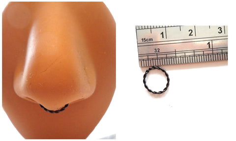Black Titanium Twisted Septum Hoop Seamless Jewelry 18g 18 gauge 8 mm Diameter - I Love My Piercings!