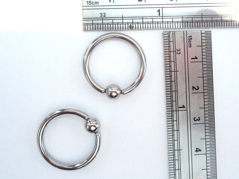 Pair Stainless Steel Captives Earrings Hoops 12 gauge 12g 16mm Diameter - I Love My Piercings!