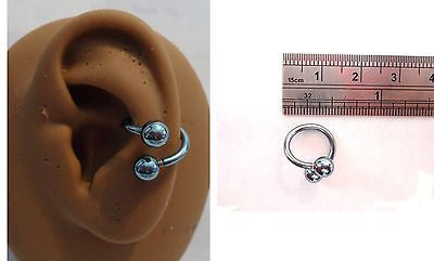 Blue Titanium Plated Twist Wrap Conch Ring Hoop Balls 14 gauge 14g - I Love My Piercings!