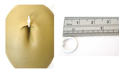 White Titanium Plated Captive Bead Hoop Belly Navel Ring 16 gauge 16g 8 mm - I Love My Piercings!