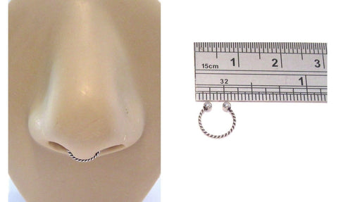 Surgical Steel Fake Septum Rope Hoop Ring Looks 20 gauge 20g 8 mm Diameter - I Love My Piercings!
