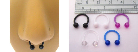 5 Pc Bioplast Plastic Flexible Metal Sensitive Horseshoes Septum 16 gauge Rings - I Love My Piercings!