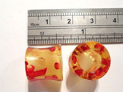 New Pair Acrylic AMBER Double Flare Tunnels 1/2 inch - I Love My Piercings!