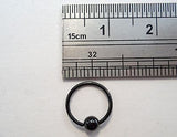 Black Titanium Nose Jewelry Hoop Captive Ring 20 gauge 20g 8mm diameter - I Love My Piercings!