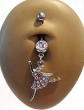 Surgical Steel Clear Cz Ballerina Belly Curved Barbell Ring Bar Jewelry 14g - I Love My Piercings!