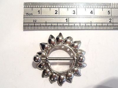 Stainless Steel Tribal Flower Hoop Nipple Barbell Ring SHIELD 14 gauge 14g - I Love My Piercings!