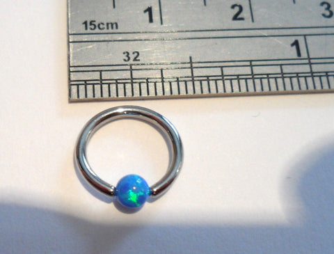 Surgical Steel Blue Opal Stone Cartilage Tragus Rook Daith Hoop Ring 16 gauge - I Love My Piercings!