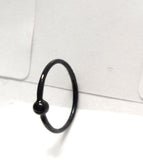 Black Titanium Bead Attached Cartilage Hoop Ring Stud 20 gauge 20g 9 mm diameter - I Love My Piercings!