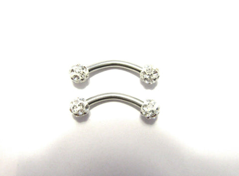 Clear Crystal 4 mm Balls Surgical Steel Nipple Curved Barbells Jewelry 14 gauge - I Love My Piercings!