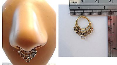 Gold Brass Nose Septum Hoop Barbell Jewelry Ring 16 gauge 16g Ornate Circles - I Love My Piercings!