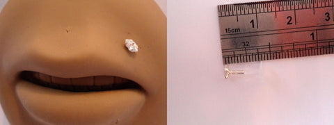 Surgical Plastic Monroe Lip Ring Stud Post Clear CZ Crystal 16 gauge 16g - I Love My Piercings!