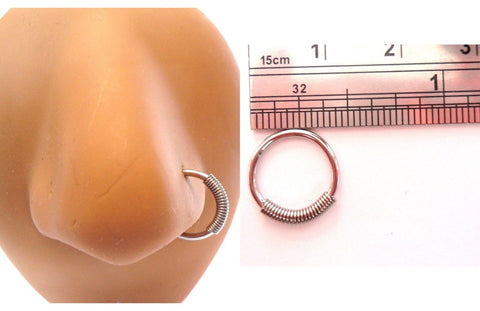 Surgical Steel Nose Hoop Ring Spring Loaded 10 mm Diameter 14 gauge 14g - I Love My Piercings!