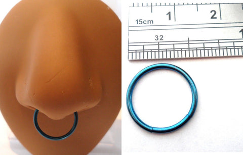 Dark Blue Titanium Segment Septum Nose Ring Hoop 16g 16 gauge 12 mm diameter - I Love My Piercings!