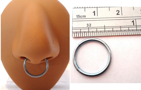Light Blue Titanium Segment Septum Nose Ring Hoop 16g 16 gauge 12 mm diameter - I Love My Piercings!