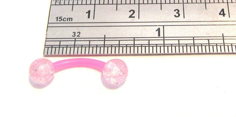 Pink Glitter Surgical Plastic Flexible VCH Jewelry Clit Metal Sensitive Hood Bar 14g - I Love My Piercings!