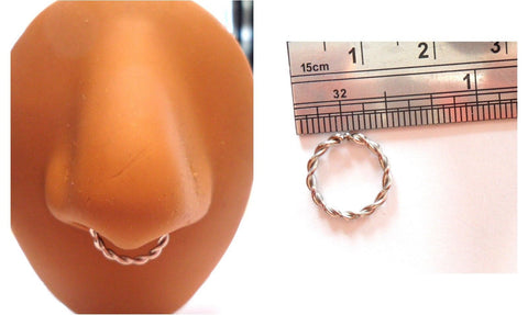 Surgical Steel Twisted Septum Hoop Seamless Jewelry 14g 14 gauge 10 mm Diameter - I Love My Piercings!