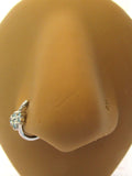 Surgical Steel Blue Crossover Crystal Bent L Shape Nose Ring Stud Hoop 18 gauge - I Love My Piercings!