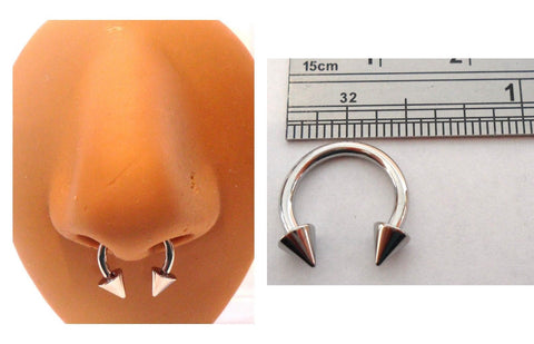 Surgical Steel 5 mm Spiked Spikes Horseshoe Septum Hoop Ring 14 gauge 14g 10 mm - I Love My Piercings!