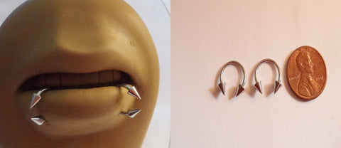 Surgical Steel Horseshoes Spiked Spikes Snake Bites Lip Rings 16 gauge 16g 8mm - I Love My Piercings!
