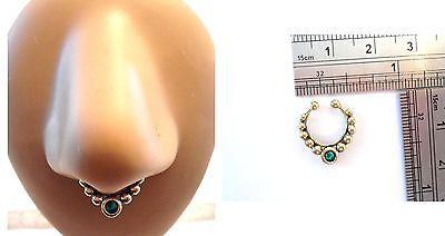 Gold Brass Fake Faux Beaded Agate Stone Septum Hoop Barbell Ring Looks 18 gauge - I Love My Piercings!