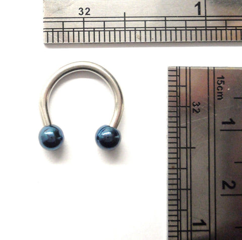 Surgical Steel Titanium Blue Balls Horseshoe 10 mm Diameter Hoop 14 gauge 14g - I Love My Piercings!