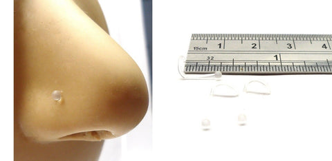 3 Bioplast Clear Acrylic Plastic Nose Hospital Retainer Hide it Small Ball Screw 20 gauge