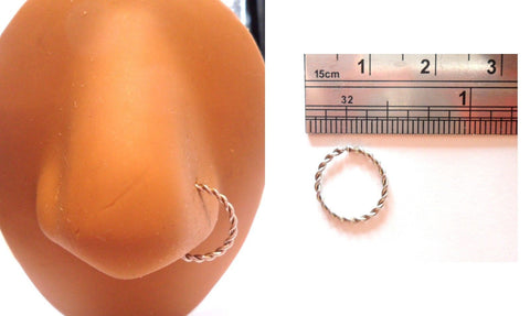 Surgical Steel Twisted Nose Hoop Seamless Jewelry 16g 16 gauge 10 mm Diameter - I Love My Piercings!