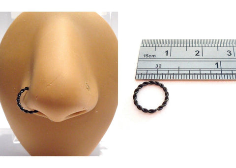 Black Titanium Double Twist Nose Hoop Seamless Jewelry 16 gauge 8 mm Diameter - I Love My Piercings!