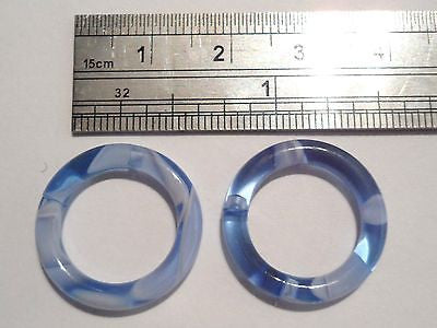 Pair BLUE Marble Acrylic Seamless Segment Lobe Hoops Rings Plugs 8 gauge 8g - I Love My Piercings!