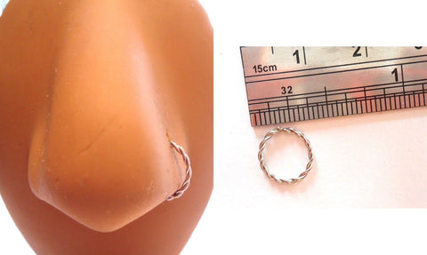 Surgical Steel Twisted Nose Hoop Seamless Jewelry 18g 18 gauge 8 mm Diameter - I Love My Piercings!