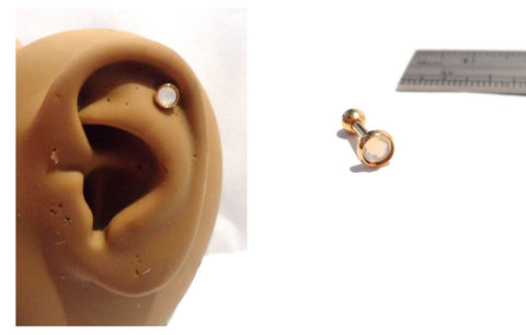 Gold Plated Moonstone Tragus Helix Cartilage Bar Jewelry Stud Post 16 gauge - I Love My Piercings!