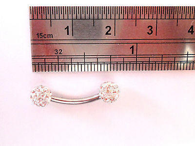 Clear Crystal Ball Nipple Curved Barbell Ring 14 gauge 14g Choose Length - I Love My Piercings!