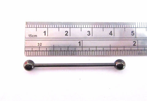 Black Titanium Straight 1 3/8 inch 35 mm Bar Barbell with 5 mm Balls 14 gauge - I Love My Piercings!