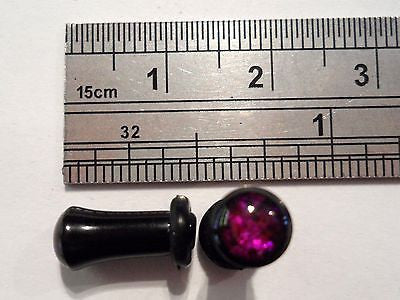 Pair 2 pieces Purple Glitter Sparkle Single Flare Plugs 6 gauge 6g - I Love My Piercings!