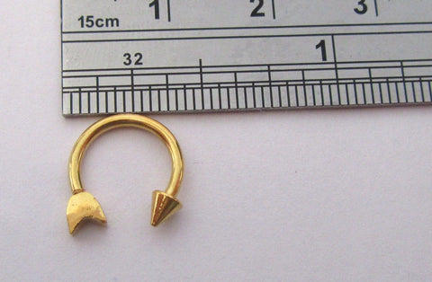 Gold Titanium Arrow Horseshoe Hoop Curved Barbell 16 gauge 16g 8 mm Diameter - I Love My Piercings!