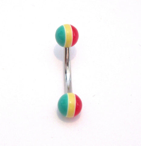 Surgical Steel Rasta Balls Curved Bar VCH Jewelry Clit Clitoral Hood Ring 14 gauge 14g - I Love My Piercings!