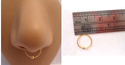 Gold Septum Thinner Hoop Ring Barbell Dainty 22 gauge 22g 9mm Diameter - I Love My Piercings!