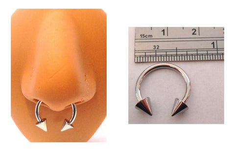 Surgical Steel 5 mm Spiked Spikes Horseshoe Septum Hoop Ring 14 gauge 14g 12 mm - I Love My Piercings!