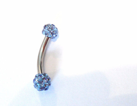 Light Blue Crystal Balls Surgical Steel Curved Barbell VCH Jewelry Hood Ring 14 gauge - I Love My Piercings!