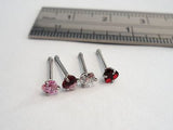 Claw Set Surgical Steel Crystal Nose Bones Straight Pin Posts Heart 20 gauge 20g - I Love My Piercings!